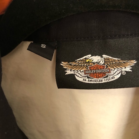 Harley Davidson Embroidered Moto Biker Logo Button Down Shirt Top Women’s Small - Picture 5 of 6